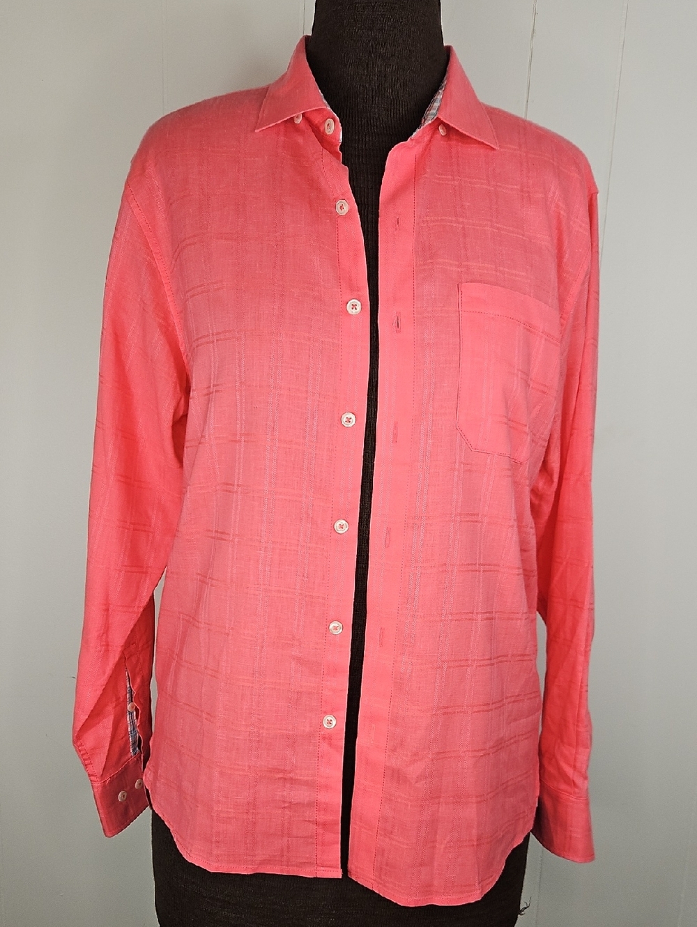 Men's Tommy Bahama Linen Long Sleeve Summer Shirt Coral Colour NBW